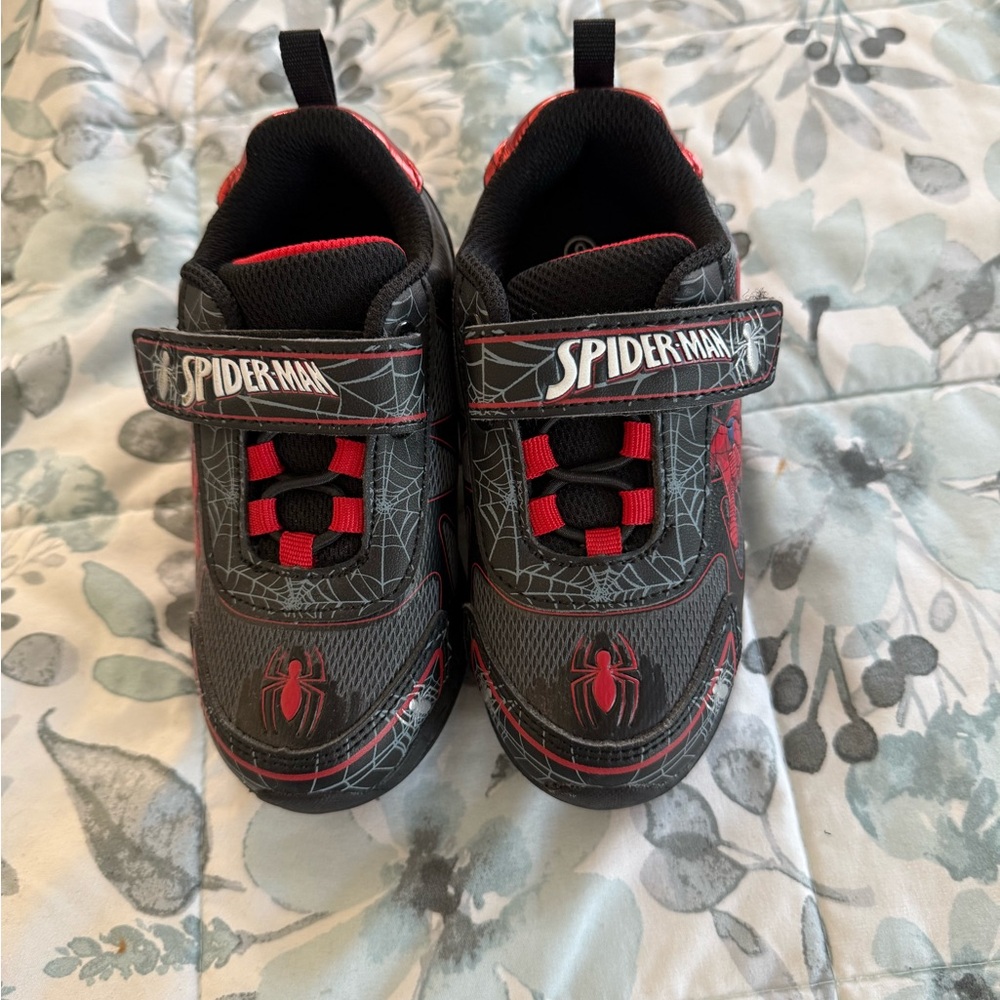 Spiderman Kids Sneakers - Black and Red Web Design